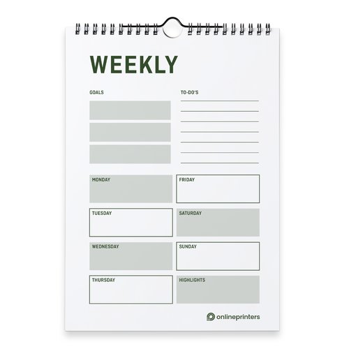 Weekly calendars with spiral binding, A6, Portrait, 4/0 colours 1